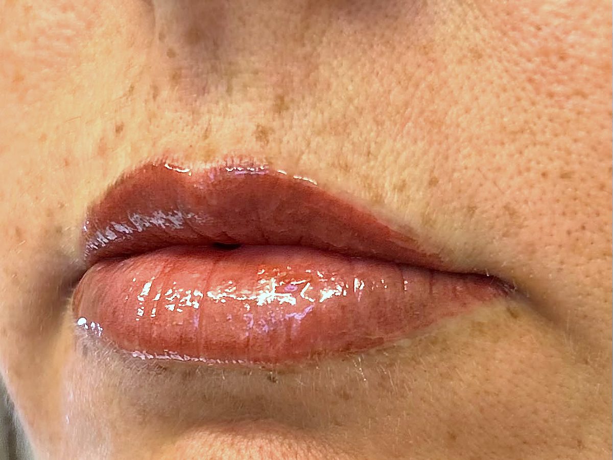 Lip blush by Alison Burns, straight after treatment